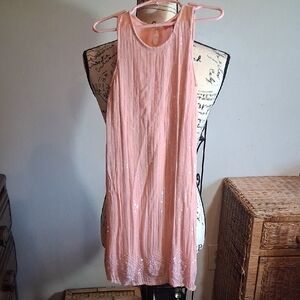 Derhy Kids Beaded Girls Pink Sleeveless Dress Size 6-8